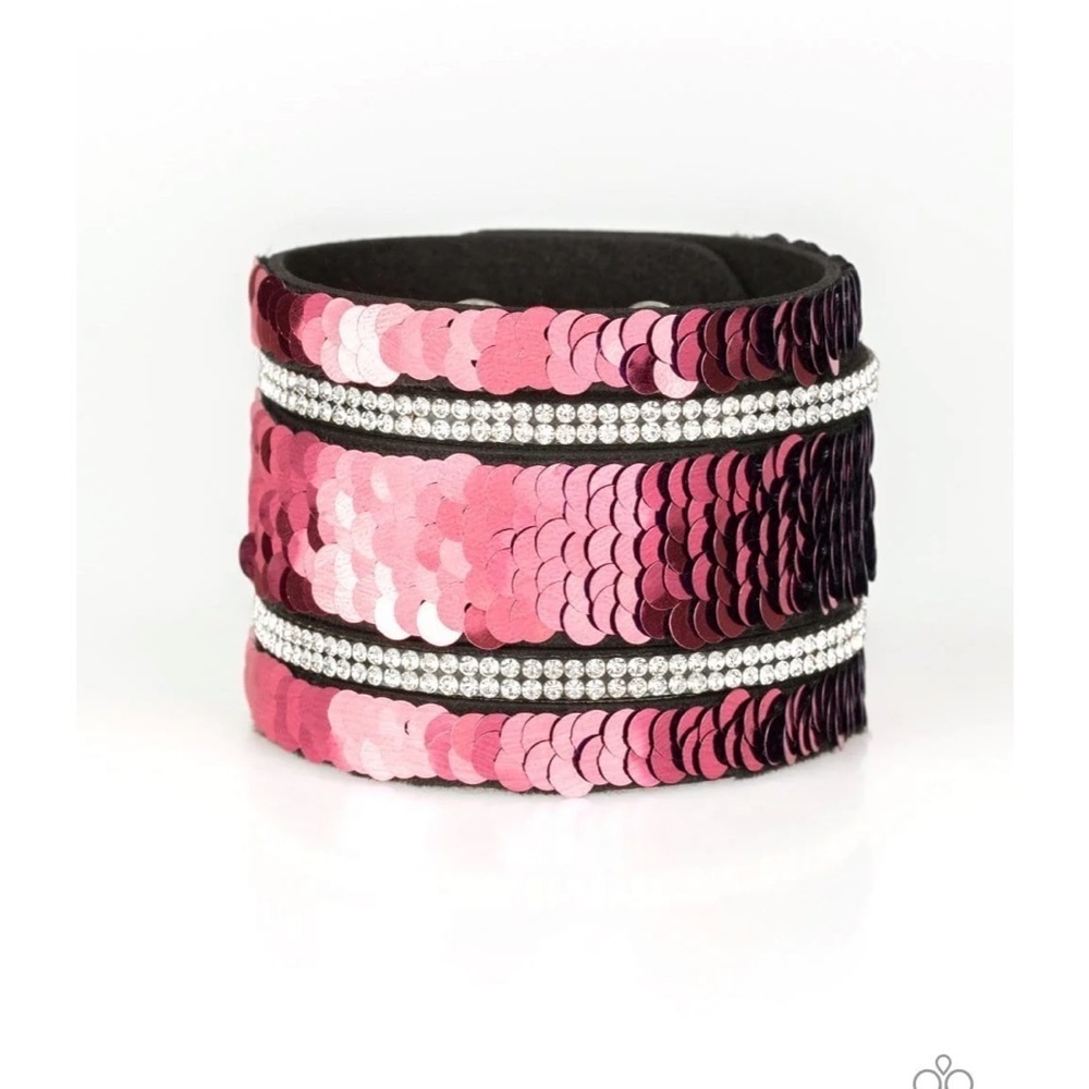 Bracelets Bundle of Three Silver Rhinestones & Reversible Sequin Adjustable New - Picture 2 of 5